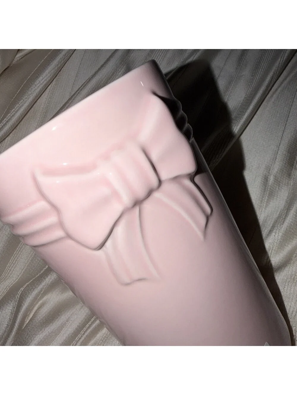 Paris Hilton Pink bow accent  Ceramic Flower Vase Y2K Glam